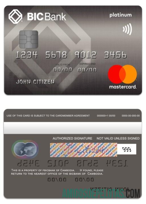 Camboja BICBank Credit Platinum Mastercard modelo